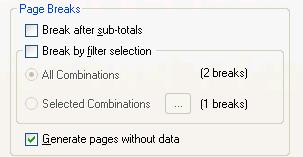 Report Tab: Page Break The Page Break section of this dialog (Figure 7-25) provides a method of breaking the data displayed into different pages on the export.