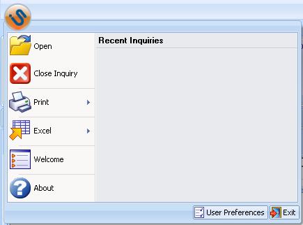 Figure 2-4: IS Button Shown in Top Left of Dialog Within the IS Button, you can access some of