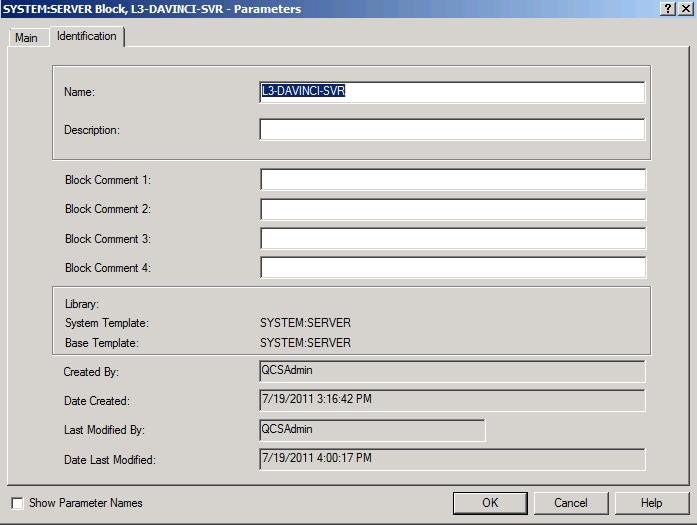 System and Users Setup Information 11. Click on the Identification tab. In the Name Field enter the QCS server name.