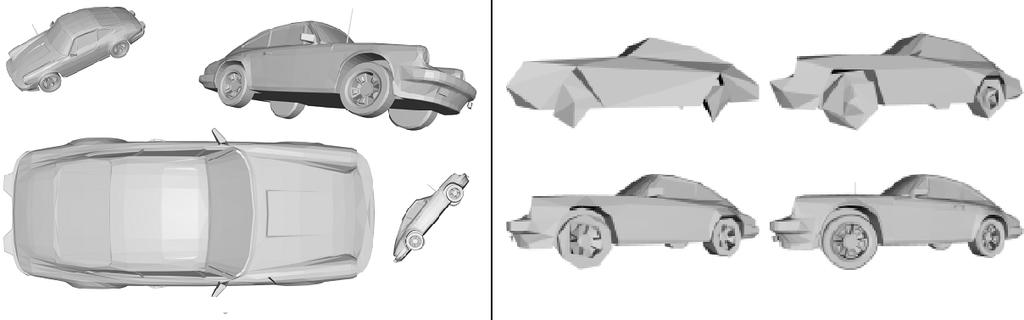 8 Fig. 3. A 3D object in different scale and orientation (left), and also represented with increasing level-of-detail (right).