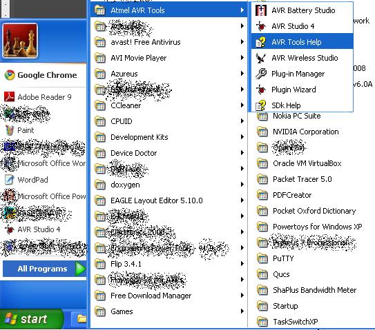 Figure 9.6 Atmel AVR Tools The WinAVR is free open source setup of development tools for installing and using AVR-GCC utilities with windows.
