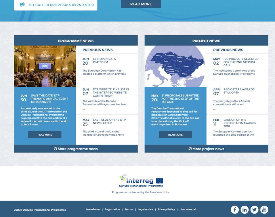 Forum The programme website contains a Forum publicly visible to any visitor. However, only registered users can comment to them (to register to the system, please visit http://www.interreg-danube.