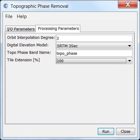 Topographic Phase Removal Dialog The resulting product will have an