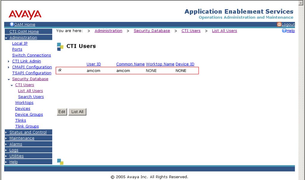Once the user is created, navigate to the OAM Home CTI OAM Admin Administration Security