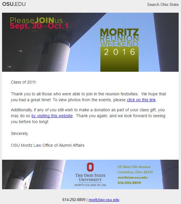 Moritz College of Law from name test Test background and setup: In September 2016, Moritz College of Law reviewed data from their FY15-17 (to date) emails to determine which from names were
