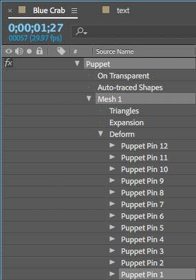 8 Select Puppet Pin 1, press Enter or Return, and rename the pin Left Pincer. Press Enter or Return again to accept the new name.