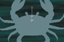 12 Drag the current-time indicator across the first two seconds of the time ruler to see the crab animation. 13 Hide the properties for the crab.