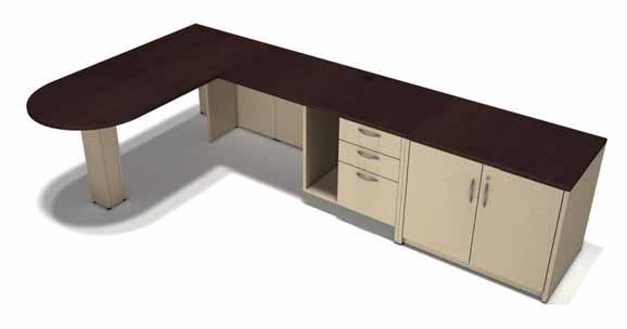 tower with open side, desk mounted privacy panel 5-3 Desk with drawer