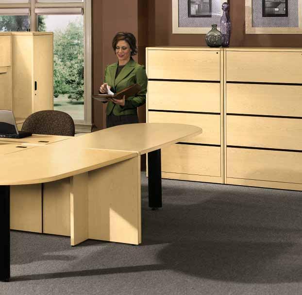 The hardwood accents are produced using state-of-the-art finishing technology and provide a touch of elegance that qualifies this series for upper management workspaces.