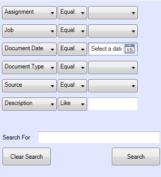 Assignment: The pick list is limited to those available on the client. A blank line is available to reset the search to "equals any value".