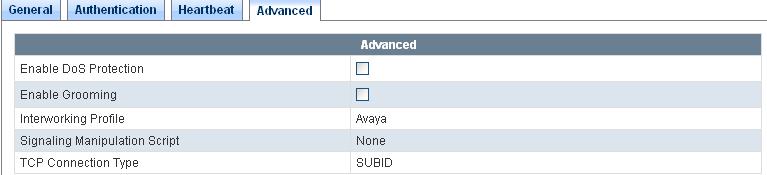 In the resultant screen, select the Interworking Profile Avaya created previously.
