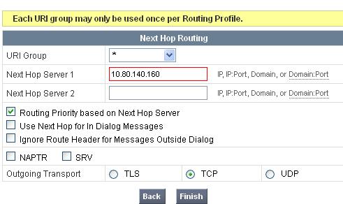 Once configuration is completed, the Routing Profile for To_Avaya will appear as follows. 7.5.