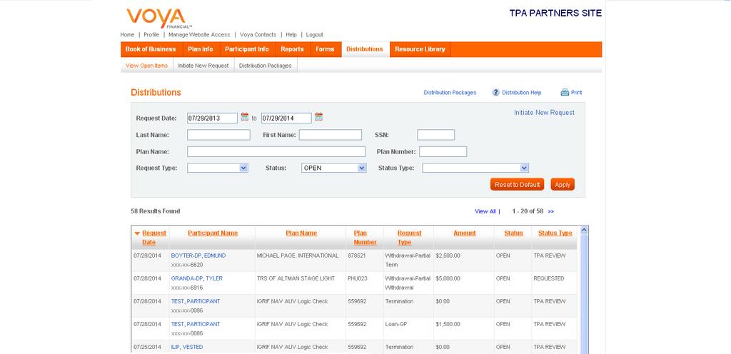 Access Your Distributions When action is required on your part, you ll receive an email notification. Or you can go to the Voya TPA Partners Site at any time to view your list of actionable items.