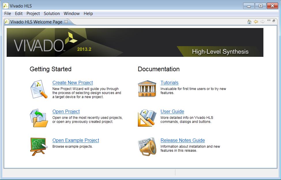 Step 1: Creating a New Project Vivado HLS opens with the Welcome Screen as shown in FIGURE 3.