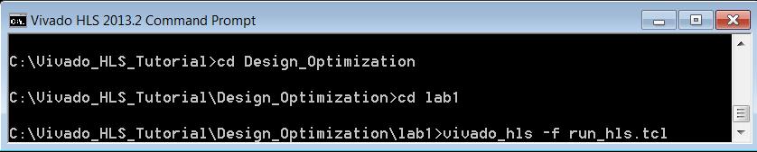 Lab #1: Optimizing a Matrix Multiplier Figure 142 Vivado HLS Command Prompt 2.
