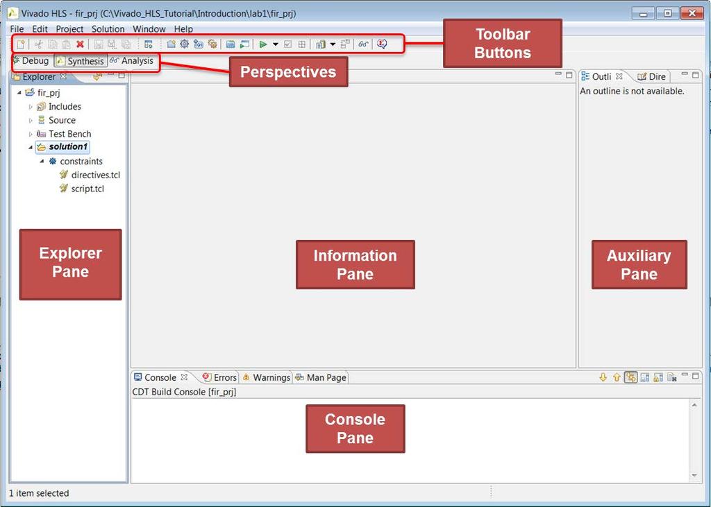Step 1: Creating a New Project 12. Before proceeding, review the regions in the Graphical User Interface (GUI) and their functions. Figure 9 shows an overview of the regions.