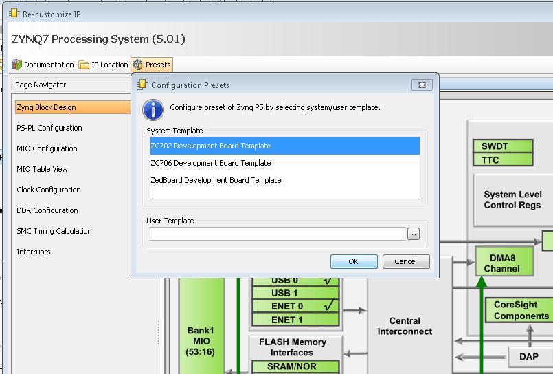 Double-click on the ZYNQ IP symbol to open its Re-customize IP dialog. a.