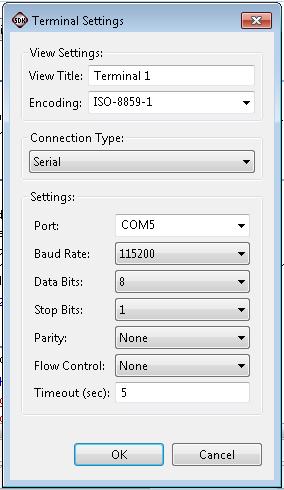 Select the COM port to which the USB UART cable is connected (generally *not* COM1 or COM3); on Windows, if not sure, open the Device Manager and identify the port