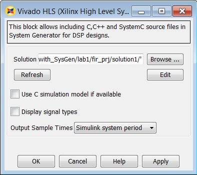 Lab #1: Package HLS IP for System Generator 9. Click OK to load the IP block.