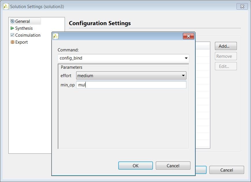 Step 4: Optimize for the Smallest Area 7. 8. 9. Select General on the left-hand side menu. Click Add to open the list of configuration settings. Select config_bind from the drop-down menu. 10.
