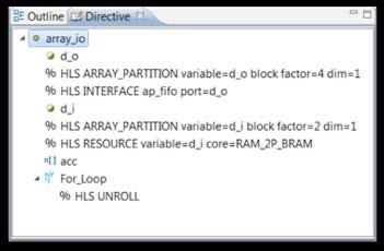 Step 4: Partitioned RAM and FIFO Array interfaces Now, partition the input array into two blocks (not four). 5.