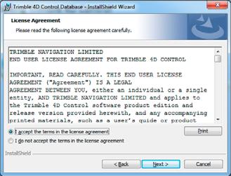 Installing the Trimble 4D Control databases The Trimble 4D Control Database installation creates the T4DDB and MonitoringDB databases with the required tables in the specified SQL Server. 1.