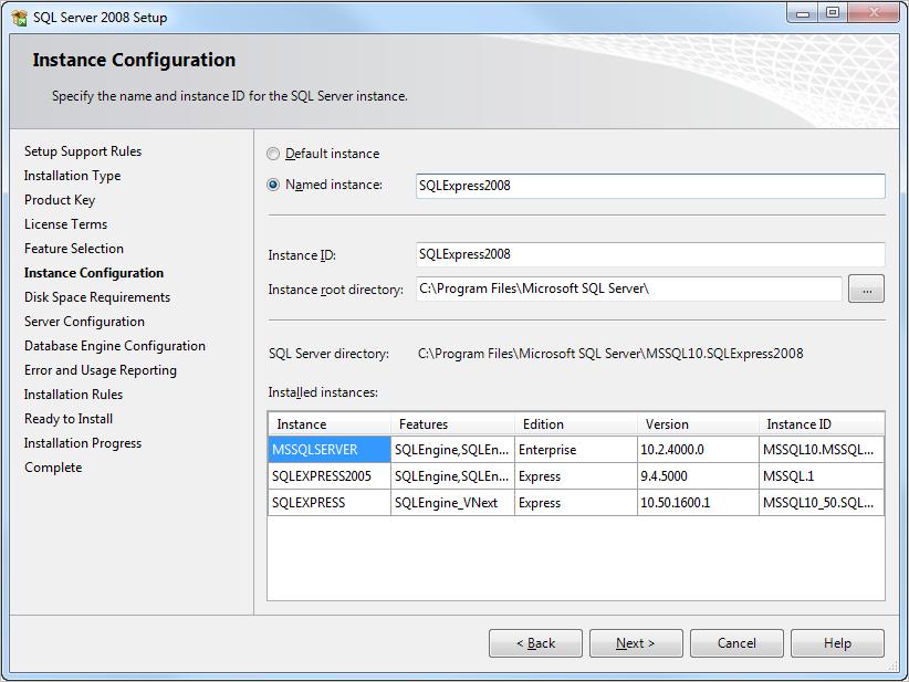 The installation program displays the Instance Configuration page: Figure 12: Instance Configuration