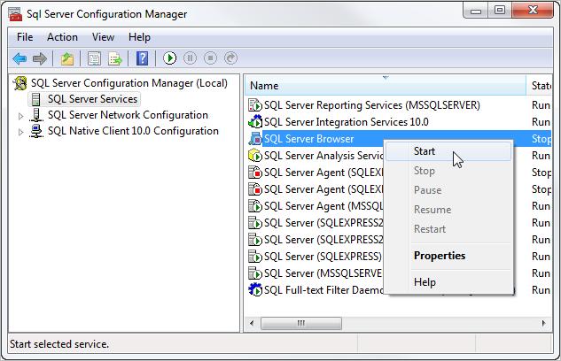 Chapter 2 Figure 23: SQL Server Configuration Manager window 9. Highlight and right click SQL Server (SQLEXPRESS) (or the named instance). 10.