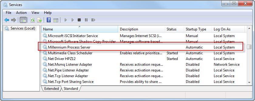 In the Windows operating system, select Start > Control Panel > Administrative Tools > Services. The system displays the Services window. g.