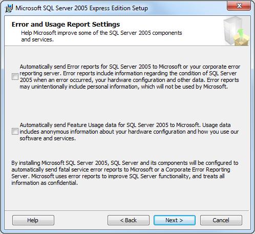 The installation program displays the Error and Usage Report Settings page: Figure 70: Error and Usage