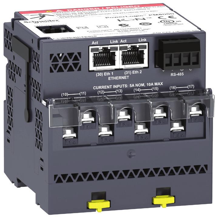 PB113696 PowerLogic PM8000 ottom view DIN mounting. Features guide PM8000 General Use on LV and MV systems Current accuracy (5A Nominal) 0.