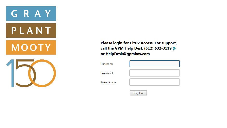 4. Click on the link for Citrix RSA Two-Factor Login and the login screen will appear.