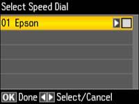8. Select the speed dial entry you want to add to the group and press the right arrow to select it. 9. Continue selecting speed dial entries as necessary. 10.