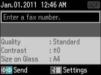 Broadcasting a Fax 5. If you need to change any fax settings, press the Menu button, select Send Settings, press the OK button, and select your settings.