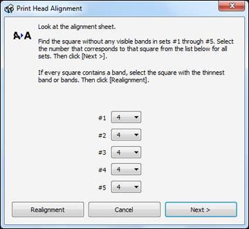 4. Click Next, then click Print to print an alignment sheet.
