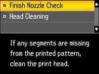 7. Do the following, depending on the results of the product check: If the page prints and the nozzle check pattern is complete, the product is operating properly.