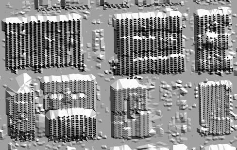 Figure 1. Segmented buildings labeled with symbols of different sizes and shapes. of points. The modification is to restrict the searching space of a convex hull formation algorithm to a neighborhood.