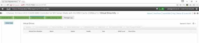 virtual drives in the Storage area. In the Virtual Drive Info pane, no virtual drives should be listed.