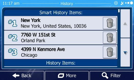 Smart History offers these locations based on your navigation habits, using parameters like the current time of day, the day of week, and the current location.