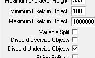 on the minimum number of pixels/character accepted.
