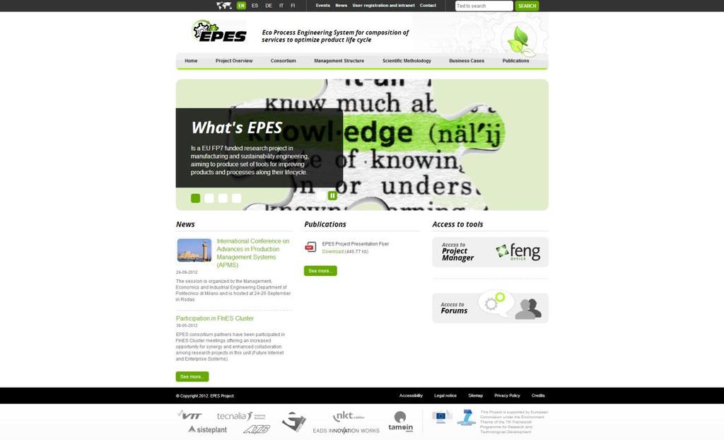 EPES Annex 1 3 EPES Web page EPES project website (http://www.epes-project.eu/) was created at the beginning of the project, in September 2011 and updated due to M12.