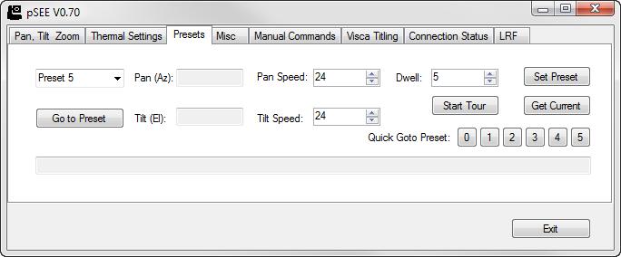 Presets Tab The Presets tab controls the configuration of up to 100 preset pan and tilt functions.