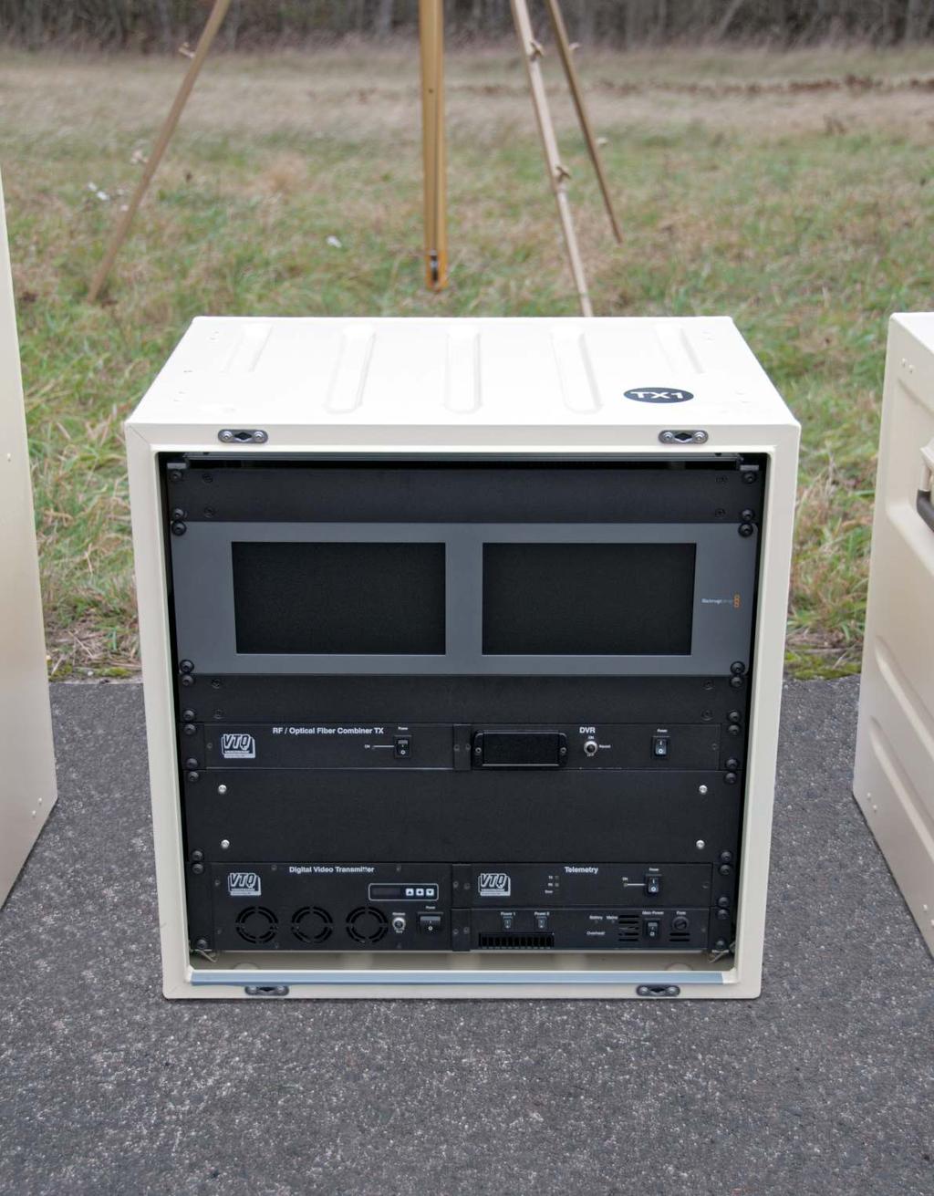 Rack - Rack is IP 65 from military suppliers ZARGES - Extra anti shock mounted 19" frame - High mobile at all conceivable places built up - Independently 2400Wh battery - High Resolution Broadcast