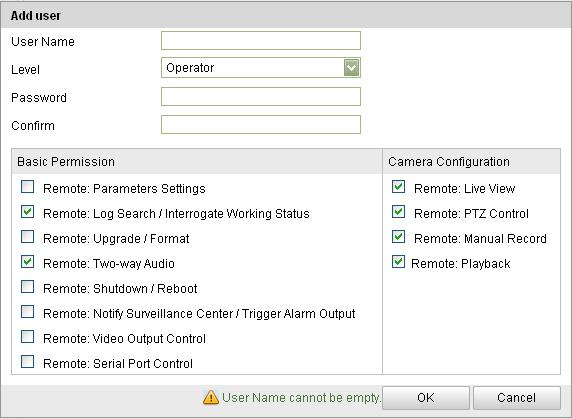 Network Camera User s Manual 79 Modify a User Figure 10-2 Add a User Figure 10-2 Add a User