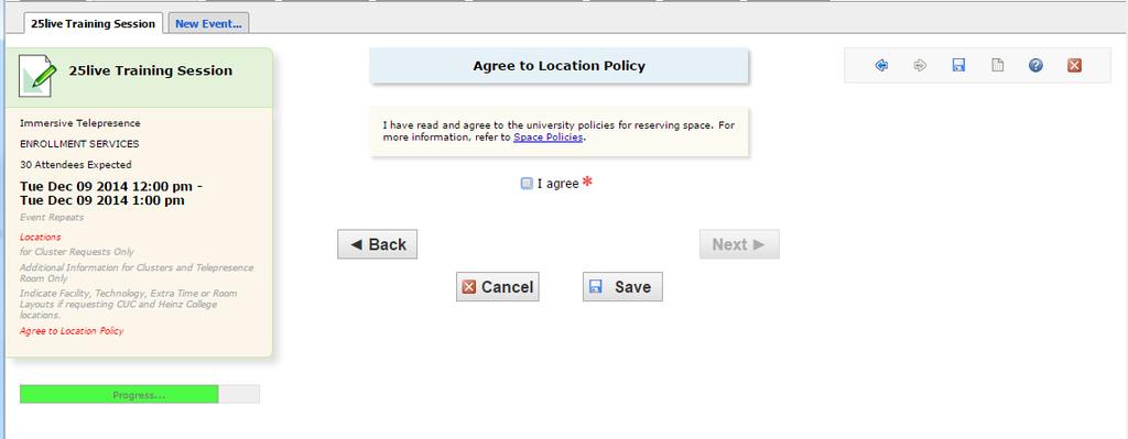Agree to Location Policy Space policies are noted