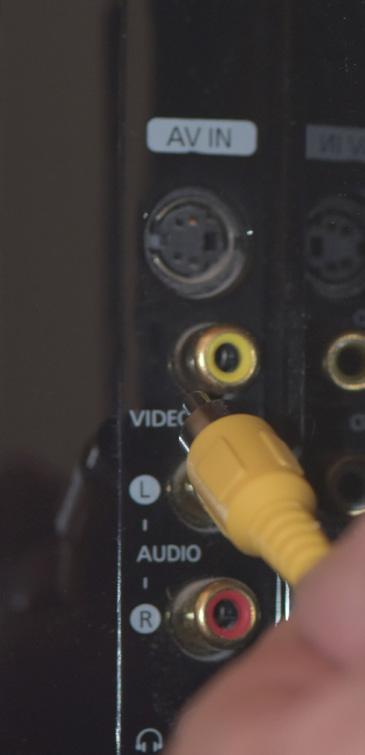 Insert the RCA plug on the video cable into one of your television s yellow video input connectors.