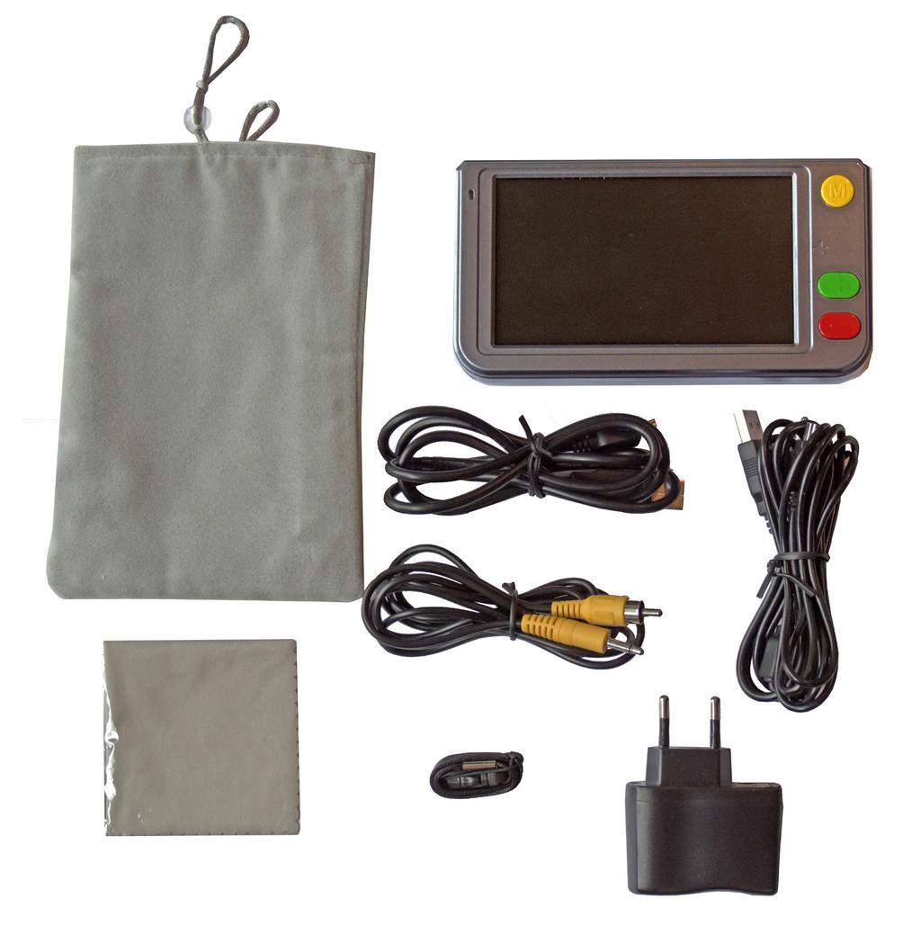 Contents of the package Overview 1) Digital - Magnifier 2) Carry Bag 3) AC - Unit 4) Video Cable (for