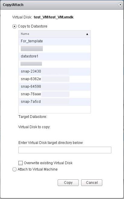 Figure 47 Copying to a Datastore 3. Select one of the following options: Copy to Datastore Select the datastore to which you need to copy the selected Recovery Set.
