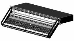 OMEGA 1 HU TWISTED PAIR PATCH PANEL WITH INTEGRATED SLIDE MECHANISM The Omega 1 HU Twisted Pair Patch Panel is based on 19" frame dimensions.