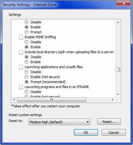 files to a server, which is disabled by default. 6 Click Enable. 7 Click OK, Apply, and OK.